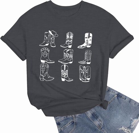 قميص موسيقى الريف كبير الحجم للنساء قمصان أحذية راعية البقر قمصان غربية كبيرة الحجم قمصان حفلات كاوبوي ريفية مضحكة in Kuwait