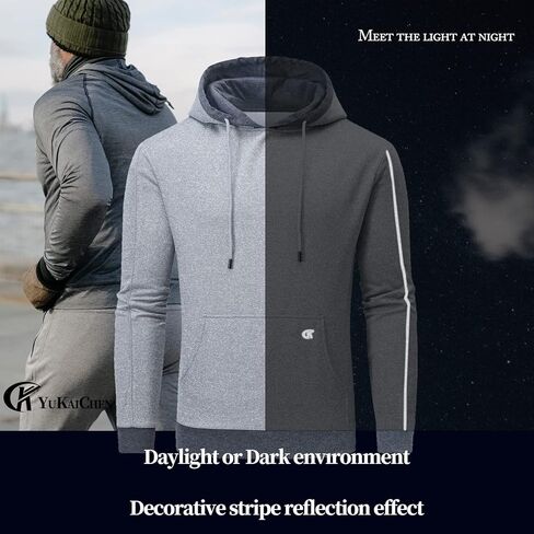 YuKaiChen الرجال البلوز هوديس كم طويل الرباط محب بلوزات مقنعين عادية مع جيوب الكنغر in Kuwait