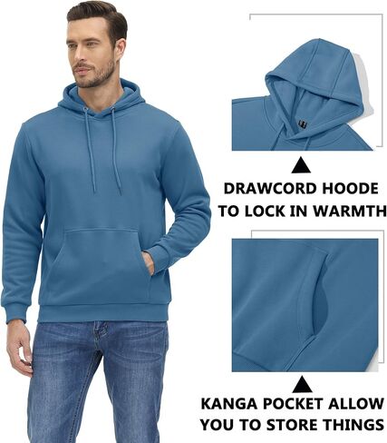 BIYLACLESEN Men's Pullover Hoodie Sweatshirt Soft Fleece Lined Hoodies Athletic Hooded Sweatshirt with Kangaroo Pockets in Kuwait
