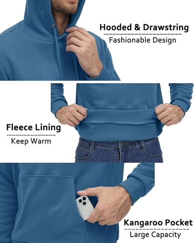 BIYLACLESEN Men's Pullover Hoodie Sweatshirt Soft Fleece Lined Hoodies Athletic Hooded Sweatshirt with Kangaroo Pockets in Kuwait