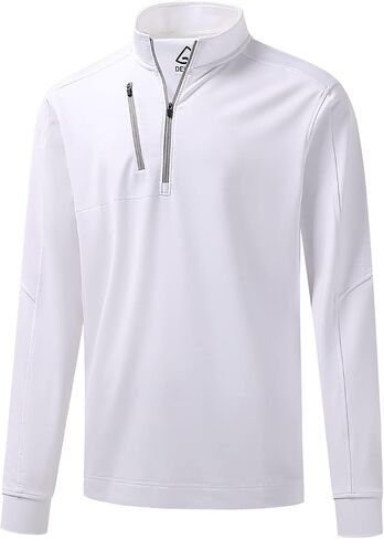 DEOLAX Mens Quarter Zip Pullover Solid 1/4 Zip Pullover Mens Athletic Performance Dry Fit Long Sleeve Thermal Mens Sweatshirt Mock Neck Mens Fishing Running Shirts UPF 50+ Golf Shirts for Men in Saudi Arabia