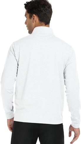 DEOLAX Mens Quarter Zip Pullover Solid 1/4 Zip Pullover Mens Athletic Performance Dry Fit Long Sleeve Thermal Mens Sweatshirt Mock Neck Mens Fishing Running Shirts UPF 50+ Golf Shirts for Men in Saudi Arabia