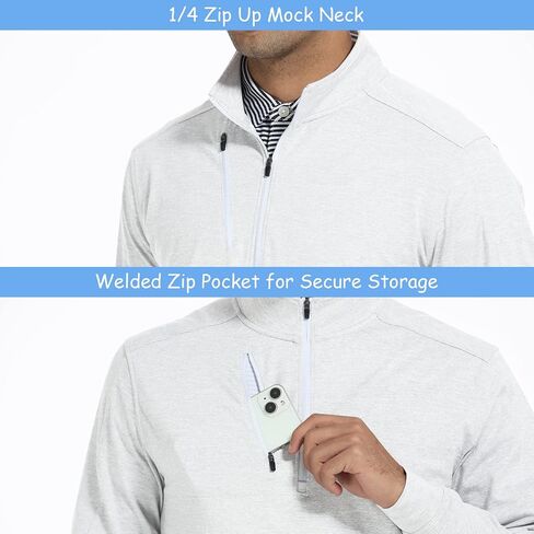 DEOLAX Mens Quarter Zip Pullover Solid 1/4 Zip Pullover Mens Athletic Performance Dry Fit Long Sleeve Thermal Mens Sweatshirt Mock Neck Mens Fishing Running Shirts UPF 50+ Golf Shirts for Men in Saudi Arabia