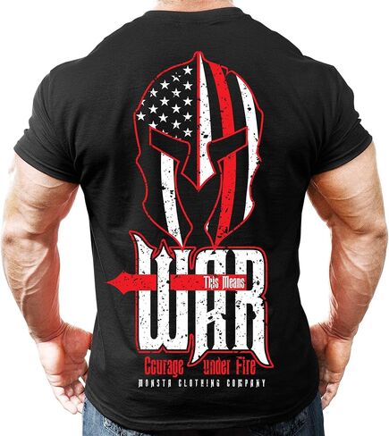 Monsta Clothing Co. Mens Bodybuilding Workout (ThisMeansWAR) Fitness Gym T-Shirt in Kuwait