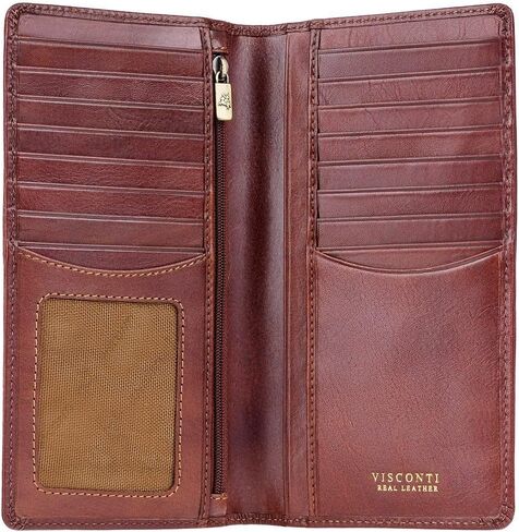 فسكونتي محفظة من الجلد الطبيعي بتقنية حجب تحديد الهوية بموجات الراديو 45 من توسكاني (بيج داكن) in Kuwait