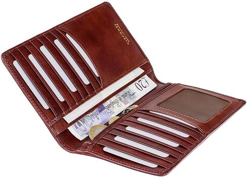 فسكونتي محفظة من الجلد الطبيعي بتقنية حجب تحديد الهوية بموجات الراديو 45 من توسكاني (بيج داكن) in Kuwait