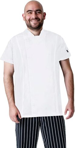 Lazzar Men Chef Coat Working | Dryfit | Concealed Zipper With Flap | Contrast Sleeves | Thermometer Pouch | Made in Mexico in Saudi Arabia