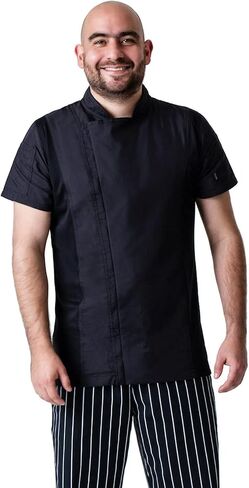 Lazzar Men Chef Coat Working | Dryfit | Concealed Zipper With Flap | Contrast Sleeves | Thermometer Pouch | Made in Mexico in Saudi Arabia