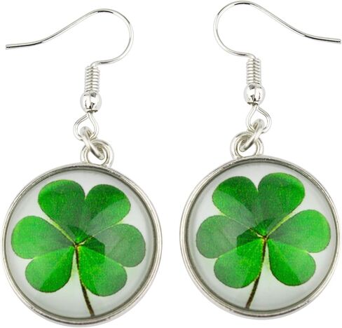سول ستيتمنت اقراط متدلية على شكل عملة معدنية على شكل زهرة البرسيم من شامروك عيد القديس باتريك، مجوهرات خضراء in Kuwait