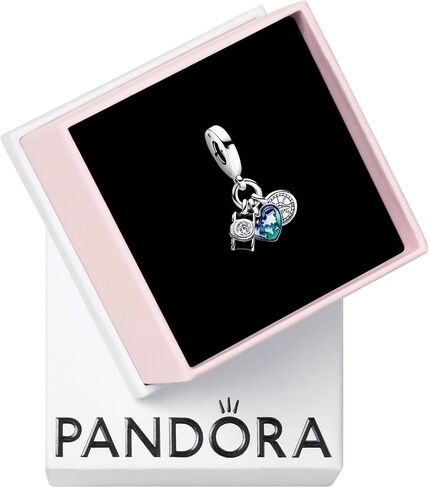 Pandora Camera, Heart & Compass Triple Dangle Charm - Bracelet Charm Moments Bracelets - Great Gift for Her - Sterling Silver & Enamel with Cubic Zirconia - With Gift Box in Saudi Arabia