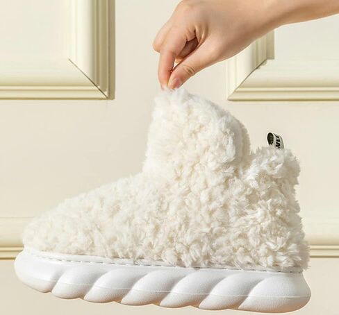 Women Men Bootie Slippers Fluffy Furry House Slipper Winter Warm Anti-Skid Plush Christmas Slippers with Faux Fur Lining in Saudi Arabia