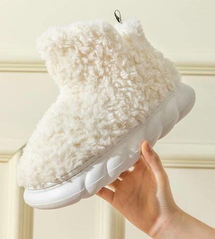 Women Men Bootie Slippers Fluffy Furry House Slipper Winter Warm Anti-Skid Plush Christmas Slippers with Faux Fur Lining in Saudi Arabia