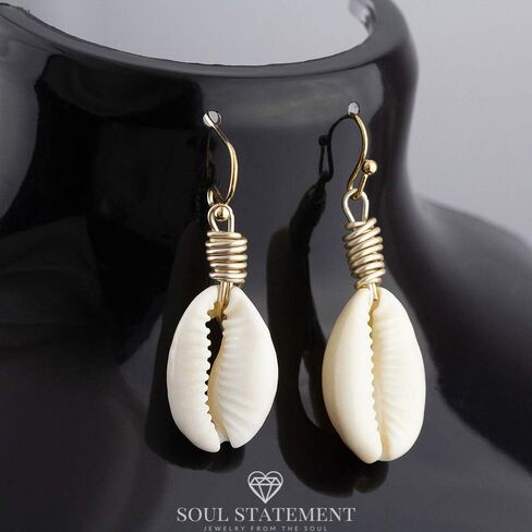 Soul Statement Women's Cowrie Earrings Seashell Dangle Earring Set in Kuwait