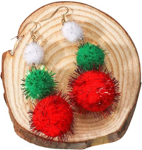 DIYANMMY Boho Unique Elegant Colorful Fur Ball Dangle Drop Earrings Trendy Personalized Exaggeration Hypoallergenic Jewelry Gift in Saudi Arabia