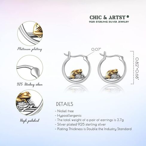قلادة ضفدع من CHIC & ARTSY مصنوعة من الفضة الإسترليني عيار 925 على شكل ضفدع، أقراط متدلية على شكل قطرة أبو بريص مجوهرات راقية برمائية محظوظة للنساء in Kuwait