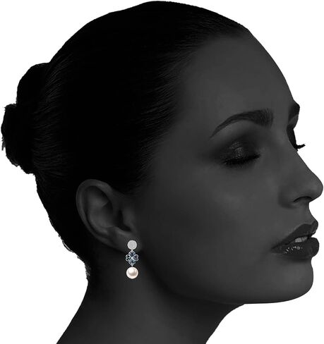 JORA Sterling Silver/Rose Gold Leverback White Freshwater Cultured Pearl Drop Earring for Wedding Jewelry Gift for Women in Saudi Arabia