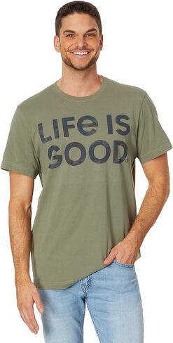تي شيرت Life is Good LIG Wordmark Stack Camo قصير الأكمام Crusher-Lite™ in Saudi Arabia