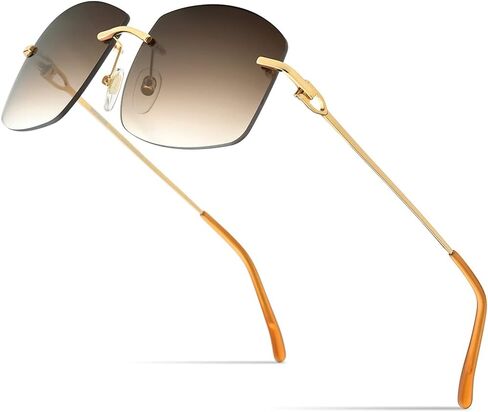 HEPIDEM Rimless Rectangle UV400 Oversize Square Sunglasses for Men with Nylon Lens in Saudi Arabia