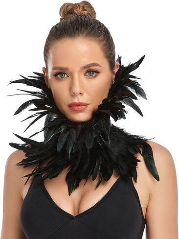 Losnexiw Women's Gothic Black Feather Maleficent Raven Swan Witch Costume for Halloween in Saudi Arabia