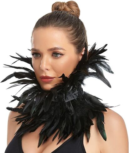 Losnexiw Women's Gothic Black Feather Maleficent Raven Swan Witch Costume for Halloween in Saudi Arabia