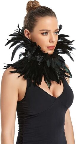 Losnexiw Women's Gothic Black Feather Maleficent Raven Swan Witch Costume for Halloween in Saudi Arabia