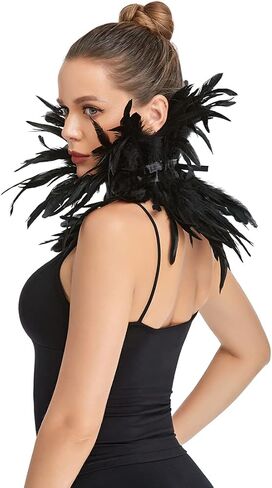 Losnexiw Women's Gothic Black Feather Maleficent Raven Swan Witch Costume for Halloween in Saudi Arabia