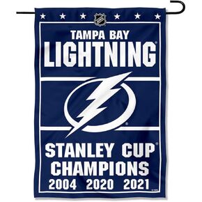 WinCraft Tampa Bay Lightning 2021 and 3 Time Cup Champions Double Sided Garden Flag