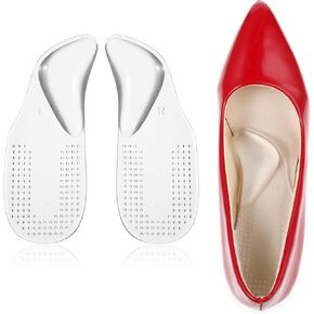Arch Support Shoe Inserts for Plantar Fasciitis Relief, Soft Gel Insole Pads Adhesive Foot Arch Inserts for Flat Feet and High Arch Pain, Reusable Heel Support Cushion for Plantar Fasciitis