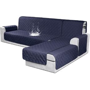 VANSOFY Sectional Couch Covers 100% Waterproof L Shaped Sofa Slipcover 3pcs Reversible Chaise Lounge Cover for Sectional Sofa Furniture Protector Cover for Pets Dog Cat(Large, Dark Blue)