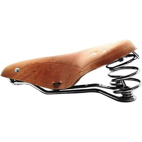 UNISTRENGH English Vintage Bicycle Saddle Touring City Saddle Comfortable Comfort Leather Bicycle Seat with Spring Rivets for Women Men