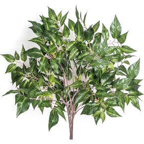 Ficus Tree Branches Artificial Greenery Bulk Faux Plants Green Silk Leaves 23" Long Stems DIY Home Decor Indoor Outdoor, 4pcs