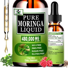 قطرات سائل المورينغا العضوية للطاقة، ودعم المناعة في عملية التمثيل الغذائي، 8000 مجم من مستخلص أوراق المورينغا، امتصاص 6 مرات من مسحوق المورينغا، كبسولة المورينغا، مضغ المورينغا، مكمل غذائي أخضر فائق للنساء والرجال