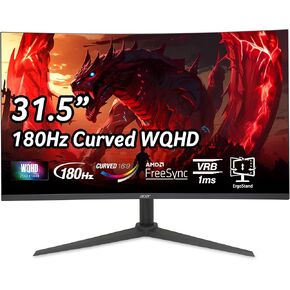 Acer Nitro 34" UWQHD 3440 x 1440 1500R Curved PC Gaming Monitor | AMD FreeSync Premium | Up to 180Hz Refresh | 1ms (VRB) | 400nit | DisplayHDR 400 | 1 x DP 1.4 & 2 x HDMI 2.0 | XZ342CU Vbmiiphx