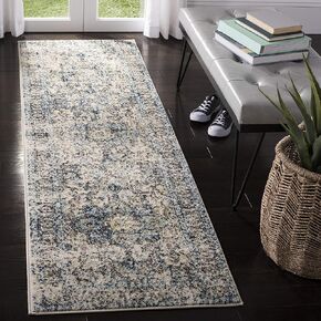 SAFAVIEH Madison Collection Runner Rug - 2'3" x 10', Turquoise & Ivory, Snowflake Medallion Distressed Design, Non-Shedding & Easy Care, Ideal for High Traffic Areas in Living Room, Bedroom (MAD603K)