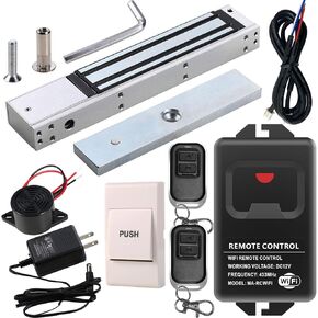 Access Control System Kit with 600lbs Holding Force Magnetic Lock Exit Button WiFi Remote & Buzzer Controlled by Smartphone
