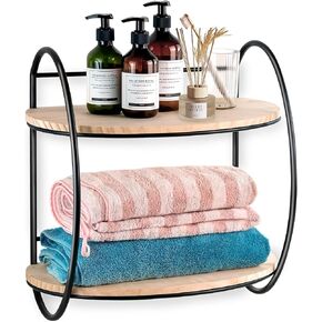 Industrial Wall Shelves 19.7 x 17.3 Inch Floating Shelves for Bathroom Wood Located Above The Toilet Storage 2 Tier Bathroom Shelf Wall Mounted