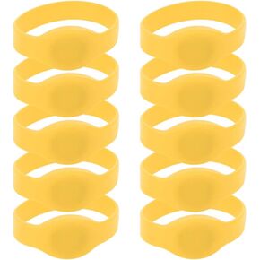RFID Wristband, RFID Bracelet Access Control Card 13.56Mhz RFID Wristband Silicone Bracelet Waterproof IC Card Silicone Wristband for Swimming Pool Sauna Room Hotel (Yellow)