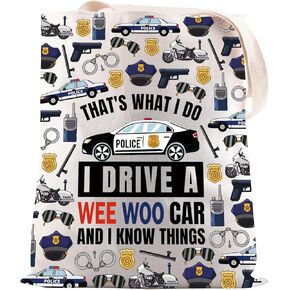 JNIAP Police Officer Gift I Drive a Wee Woo Car Tote Bag Police Academy Graduation Gift