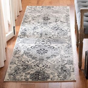 سجادة SAFAVIEH Madison Collection - 2'3" x 6'، كريمي وفضي، تصميم Boho Chic Glam Paisley، لا يتساقط ويسهل العناية به، مثالي للمناطق ذات حركة المرور العالية في غرفة المعيشة وغرفة النوم (MAD600D)