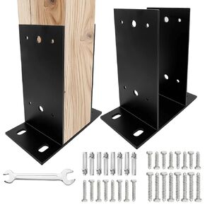 Post Anchor Brackets - 11Gauge Cold-Rolled Steel Post Base for 4" x 4" (Actual:3.5" x 3.5") Lumber - Concrete Post Anchor Base for Deck Railing,Fences,Porchs,Mailboxes - 2 Pack