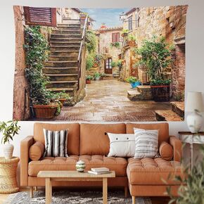 Ambesonne Rustic Tapestry, Old Wooden Barn Door of Farmhouse Oak Countryside Village Board Rural Life Photo Print, Fabric Wall Hanging Decor for Bedroom Living Room Dorm, 28" X 23", Brown