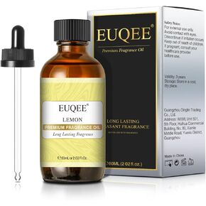 EUQEE Lemon Fragrance Oi Premium Essential Oil with Glass Dropper for Diffuser, DIY Bath Bombs, Candle Making - 2.02 Fl oz/ 60ML