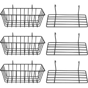 Yaegoo 3 Pack Grid Wall Shelves, 3 Pack Wire Baskets, Hanging Shelf for Wall Grid Panel, Wall Grid Panel Hanging Wire Basket