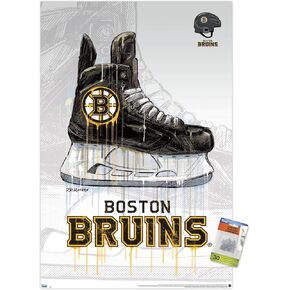 Trends International NHL Boston Bruins - Drip Skate 20 Wall Poster, 22.37" x 34.00", Poster & Push Pin Bundle