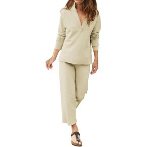 Feager Womens Slouchy Sets Two 2 Piece Lounge Wear 2024 Trendy Fashion Cute Clothes Trendy Cozy Travel Outfit