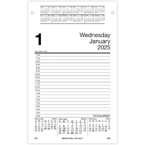 AT-A-GLANCE 2025 Desk Calendar Refill, Daily, 3-1/2" x 6", Standard, Financial (S1705025)
