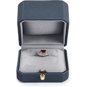 PU Double Dual Ring Box PU Leather Double Ring Gift Box Weeding Proposal Engagement Ring Bearer Gift Case(Pink)