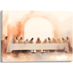 Jesus Last Supper Wall Art Christian Canvas Wall Decor God Religious Catholic Pictures Prints Posters Bible Verses Paintings Artwork for Living Room Dining Room Home Decorations 12x16inch Framed