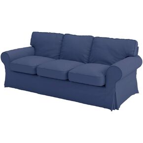 The Heavy Duty Cotton Ektorp 3.5 Seat Width: 98" (Not Regular 3 Seat) Sofa Cover Replacement Fits IKEA Ektorp Three and Half Sofa (Blue)