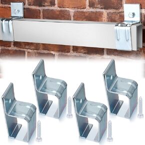 Tandefio 4 Pcs Box Rail Hanger Bracket with Bolts Heavy Duty Exterior Barn Door Hardware Single Wall Mount Rail Bracket Galvanized Steel Slide Track Barn Door Trolley Use to Mount Rail for a Barn Door